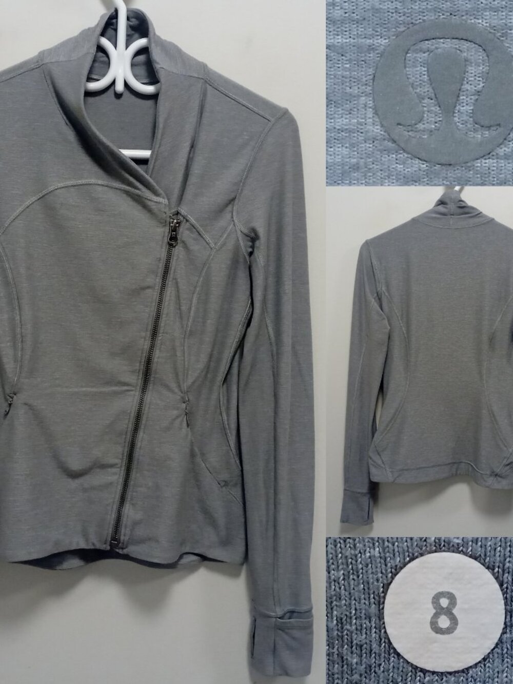 Lululemon Precision Jacket Heathered Battleship Gray Size 8 Medium Luon